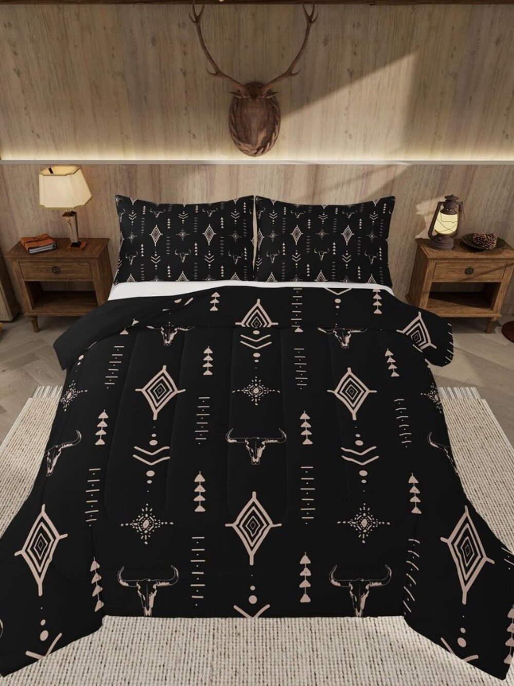 Rustic Western Bedding Set Full Size Kids Western Tribal Bull Skull Comforter